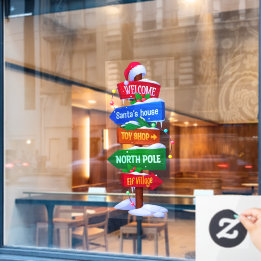 Christmas North Pole Sign Board Window Cling ウィンドウサイン