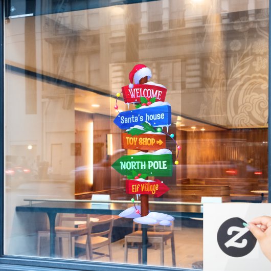 Christmas North Pole Sign Board Window Cling ウィンドウサイン (カフェ窓)