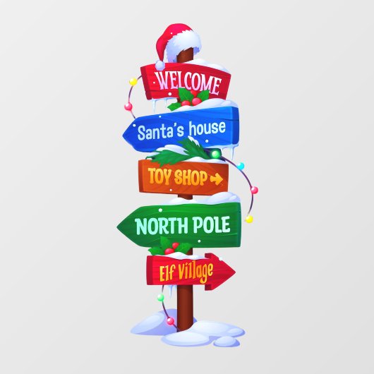 Christmas North Pole Sign Board Window Cling ウィンドウサイン (シート)