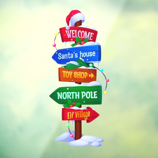 Christmas North Pole Sign Board Window Cling ウィンドウサイン (シート3)