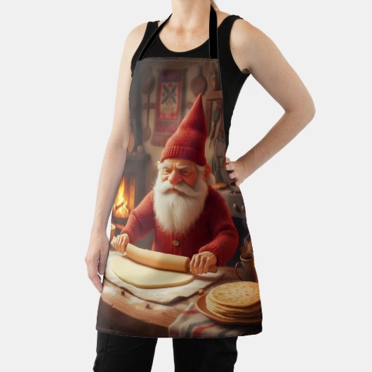 Christmas Norwegian Nisse Making Lefse, Apron エプロン (インサイチュ)
