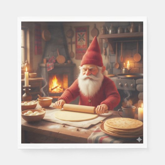 Christmas Norwegian Nisse Making Lefse, Napkins スタンダードランチョンナプキン (正面)