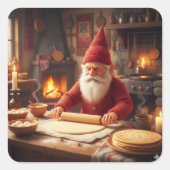 Christmas Norwegian Nisse Making Lefse, Stickers スクエアシール (正面)