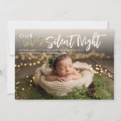 Christmas Not Silent Night Gold Funny Baby Photo 案内状 (正面)