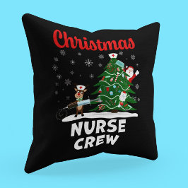 Christmas Nurse Crew with Santa and Reindeer クッション