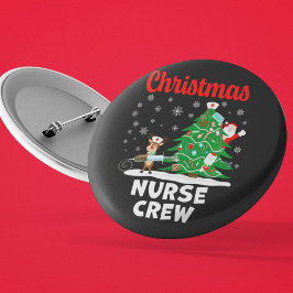 Christmas Nurse Crew with Santa and Reindeer 缶バッジ