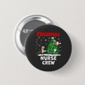 Christmas Nurse Crew with Santa and Reindeer 缶バッジ (正面&裏面)