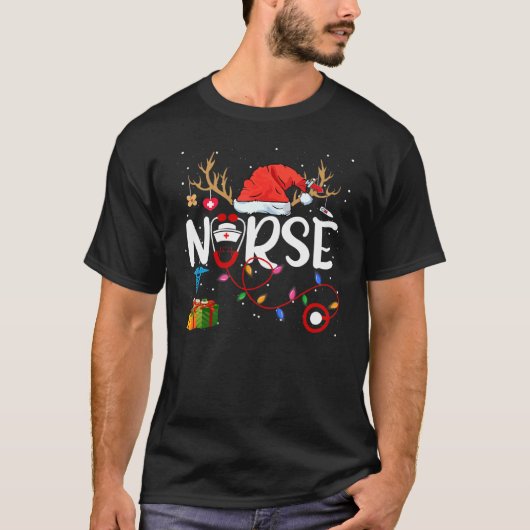 Christmas Nurse Reindeer Santa For Women Nursing C Tシャツ (正面)