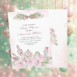 Christmas Nutcracker Ballet Pink watercoInvitation 招待状