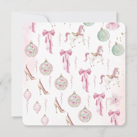 Christmas Nutcracker Ballet Pink watercoInvitation 招待状 (裏面)