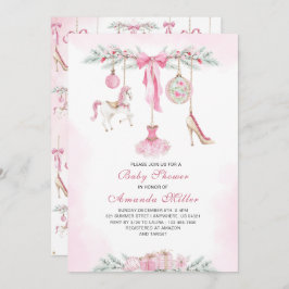 Christmas Nutcracker Ballet Pink watercolor baby s 招待状