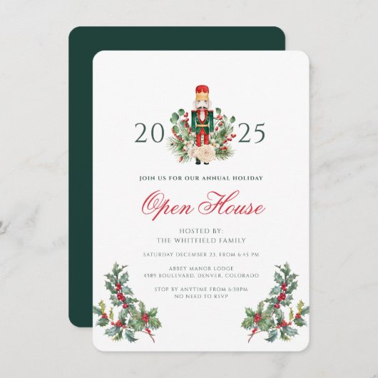 Christmas Nutcracker Berries Open House Holiday 招待状 (正面/裏面)