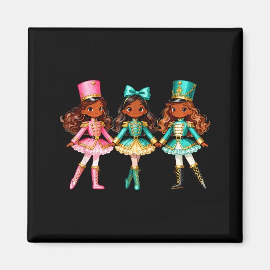 Christmas Nutcracker Black Girls Kids Festive Xmas マグネット (正面)
