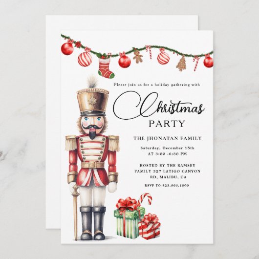 Christmas Nutcracker Isolated 招待状 (正面/裏面)