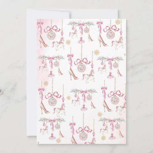 Christmas Nutcracker One DerLand pink ballet baby  招待状 (裏面)