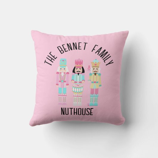 Christmas Nutcracker Pastel Personalized Name クッション (裏面)