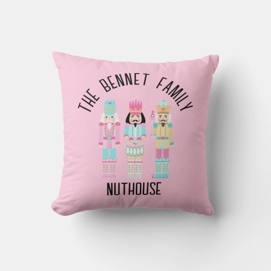 Christmas Nutcracker Pastel Personalized Name クッション (正面)