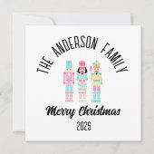Christmas Nutcracker Pastel Personalized Name シーズンカード (正面)