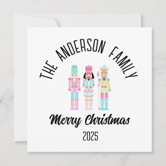 Christmas Nutcracker Pastel Personalized Name シーズンカード (正面)