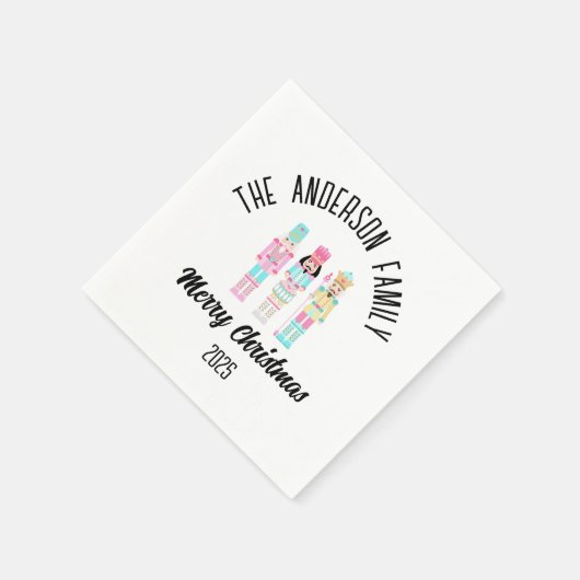 Christmas Nutcracker Pastel Personalized Name スタンダードカクテルナプキン (角)