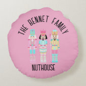 Christmas Nutcracker Pastel Personalized Name ラウンドクッション (裏面)