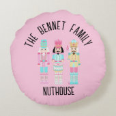 Christmas Nutcracker Pastel Personalized Name ラウンドクッション (裏面)