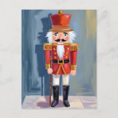 Christmas Nutcracker | Red Soldier Watercolor シーズンポストカード (正面)