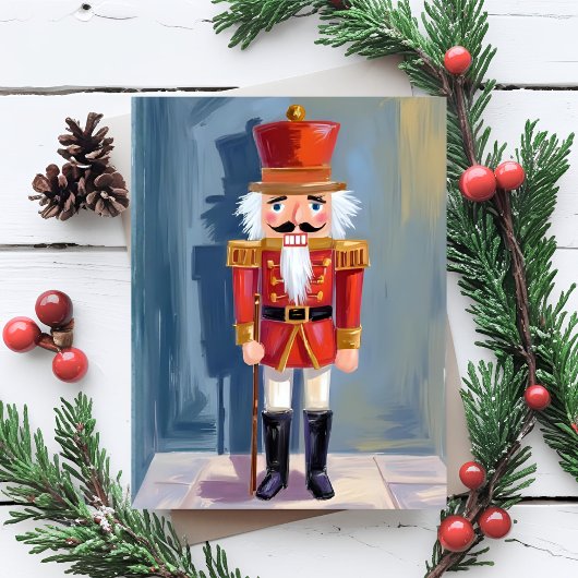 Christmas Nutcracker | Red Soldier Watercolor シーズンポストカード