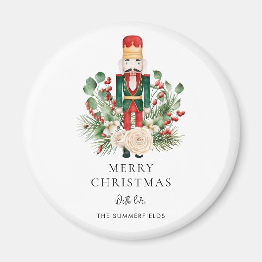 Christmas Nutcracker Script Greenery Holiday マグネット (正面)