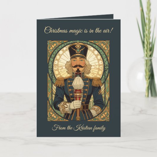 Christmas Nutcracker Soldier Art Nouveau Vintage S カード (正面)