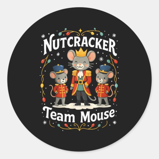Christmas Nutcracker Team Mouse Funny Soldier Xmas ラウンドシール (正面)