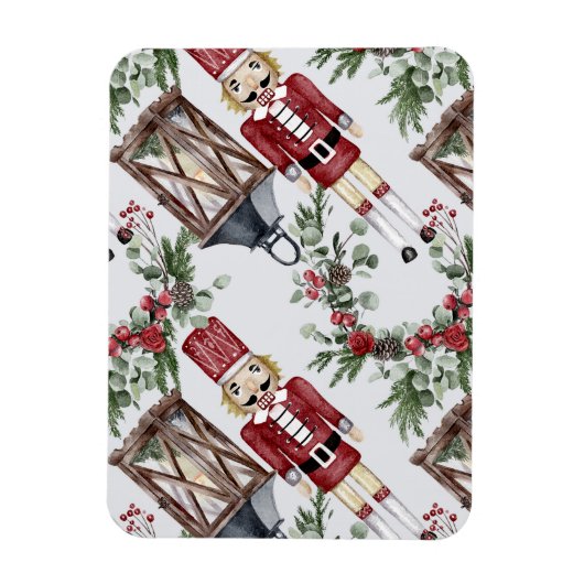 Christmas nutcrackers and lanterns マグネット (縦)