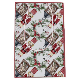 Christmas nutcrackers and lanterns ミディアムペーパーバッグ