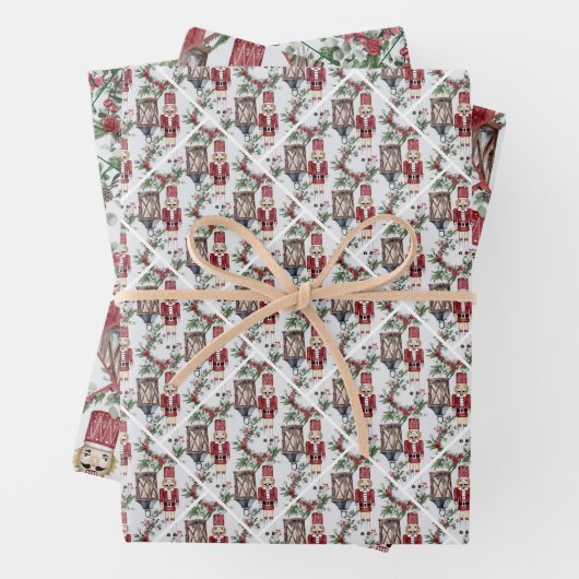 Christmas nutcrackers and lanterns ラッピングペーパーシート (インサイチュ)