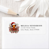 Christmas Octopus Return Address Labels ラベル (インサイチュ)