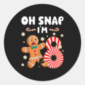 Christmas Oh Snap 8 Year Old Gingerbread Man 8th B ラウンドシール (正面)