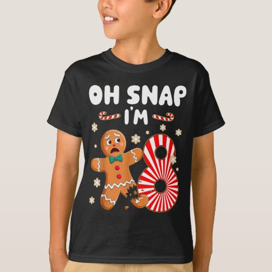 Christmas Oh Snap 8 Year Old Gingerbread Man 8th B Tシャツ (正面)