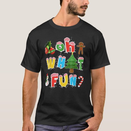 Christmas Oh What Fun Tree Xmas Pajama Holiday Par Tシャツ (正面)
