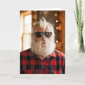 Christmas Old Man With Beard Under Sunglasses カード (正面)