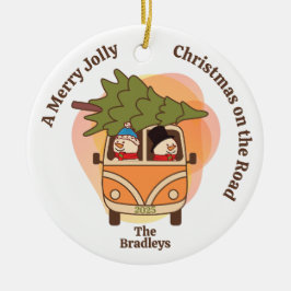 Christmas on the Road雪だるまin a Van セラミックオーナメント