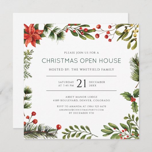 Christmas Open House Party Invitation (正面/裏面)