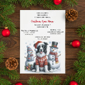 Christmas Open House with Border Collie & Snowman  招待状