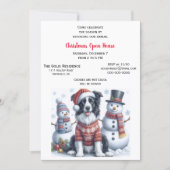 Christmas Open House with Border Collie & Snowman  招待状 (正面)