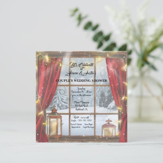 Christmas Open Window Couple's Wedding Shower  シーズンカード (スタンド正面)