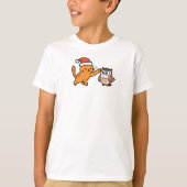 Christmas Orange Cat and Owl Tシャツ (正面)