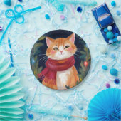 Christmas Orange Cat Festive Pet Holiday ペーパープレート (パーティー)
