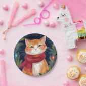 Christmas Orange Cat Festive Pet Holiday ペーパープレート (パーティー)