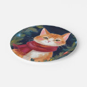 Christmas Orange Cat Festive Pet Holiday ペーパープレート (アングル)