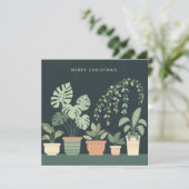 Christmas Orange Green Potted Plants シーズンカード (スタンド正面)