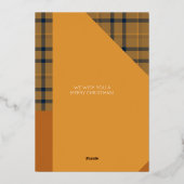 Christmas Orange Tartan And Deer 箔シーズンカード (裏面)